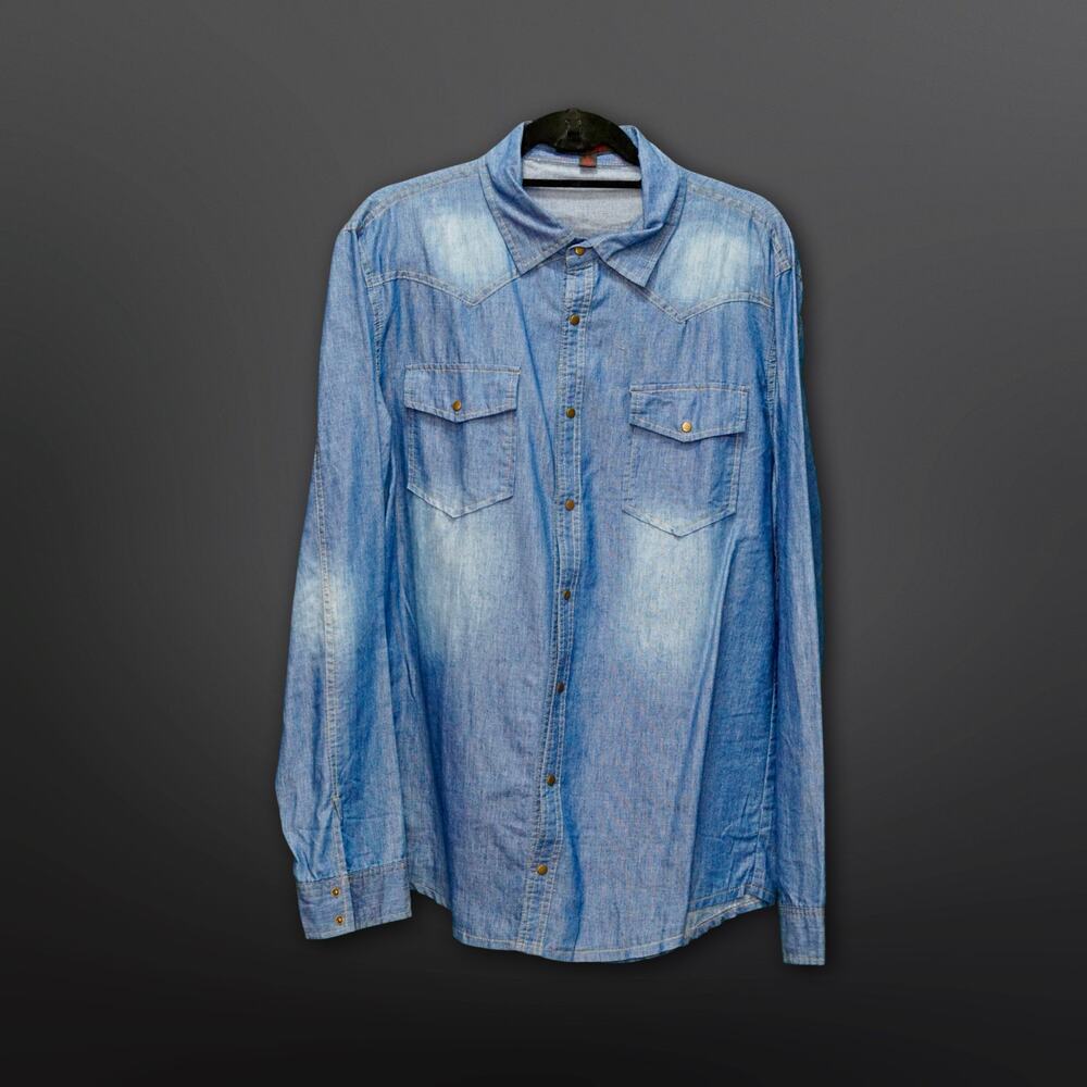 Biography Men's Blue Long Sleeve Button-Down Shirt - L